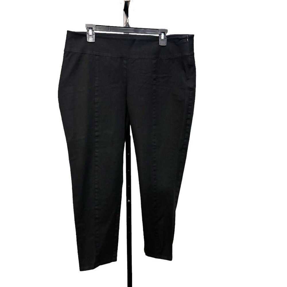 Eileen Fisher Organic Cotton Spandex Side Zip Black Crop Pants